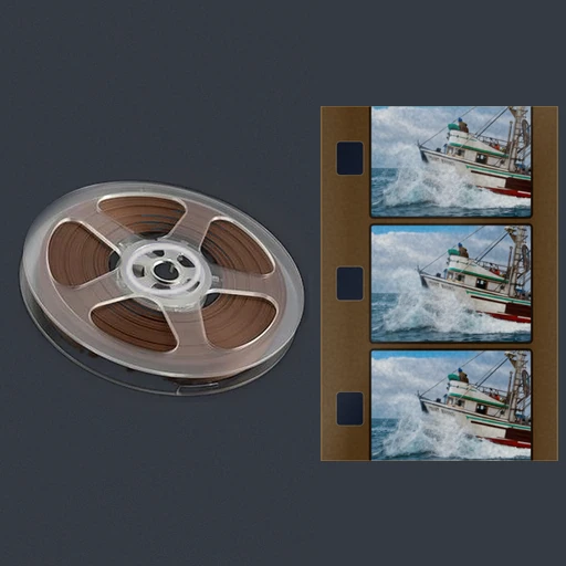 Super 8 film reel and strip